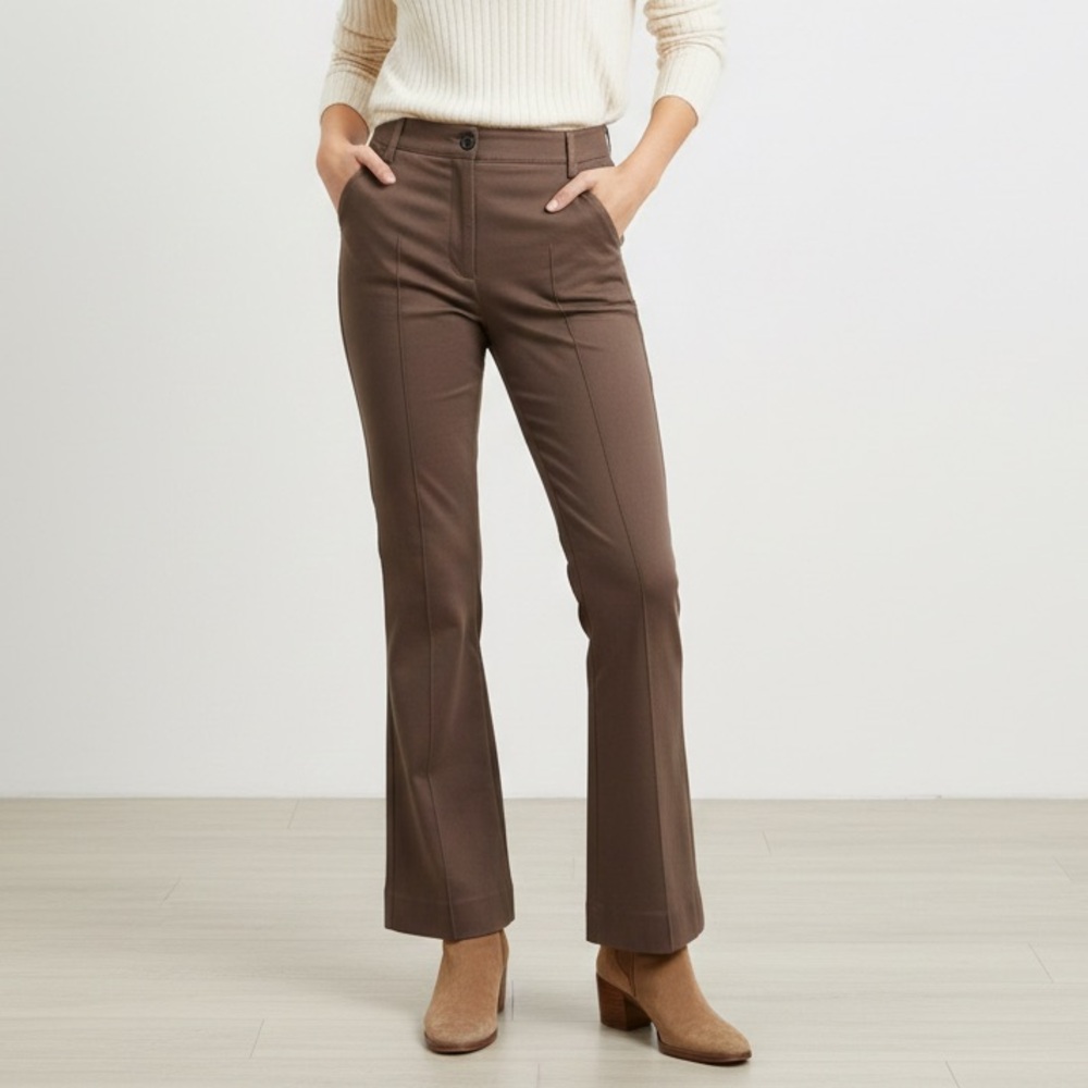 REISS Florence High-Rise Flared Trousers in Mink Size 10